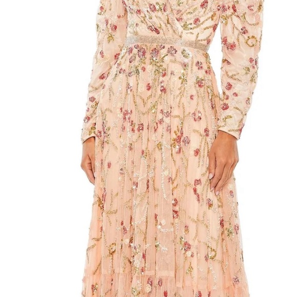 MAC DUGGAL 5580 DRESS. Size 6. Beaded V-Neck Midi Dress - Picture 2 of 8